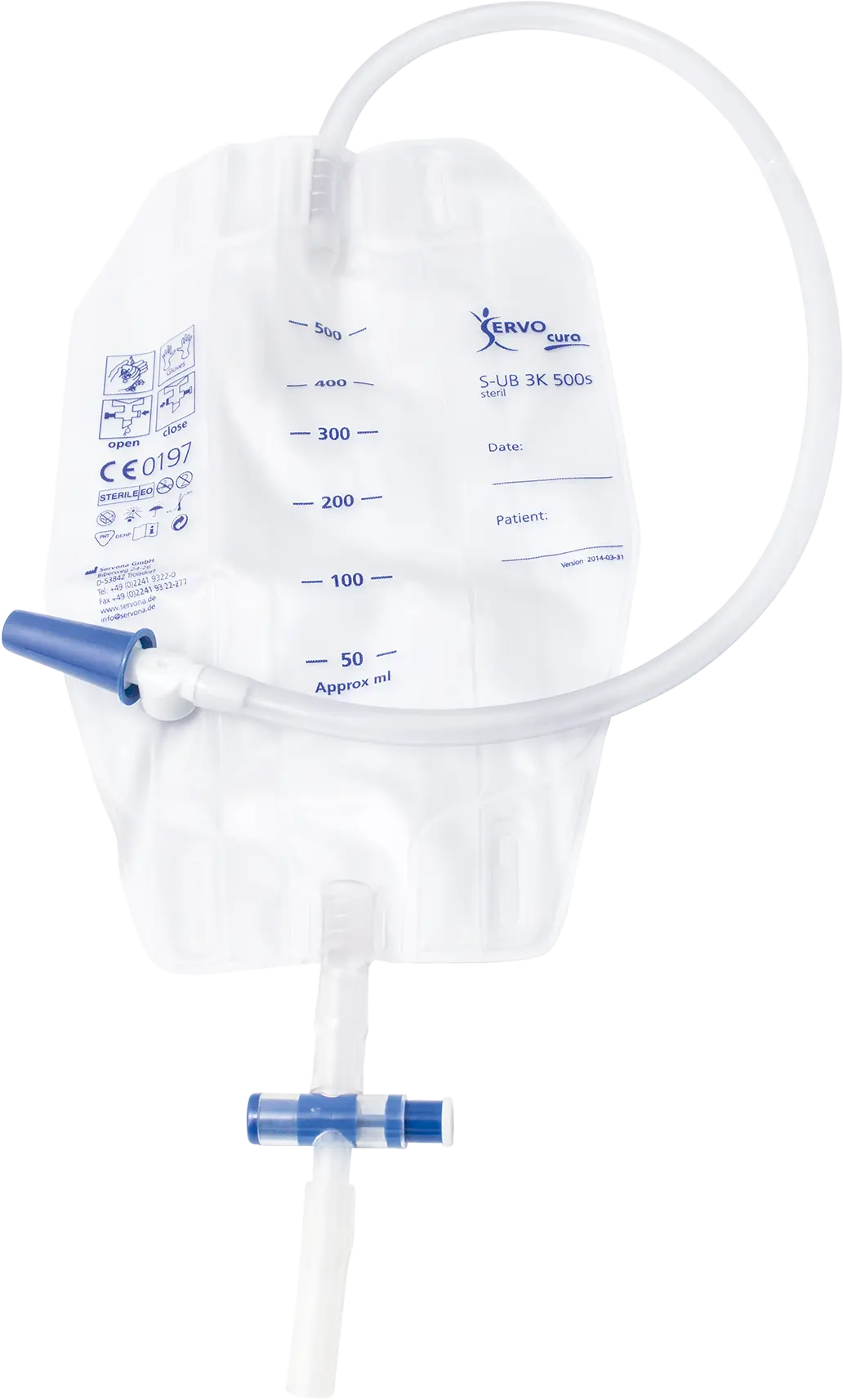 SERVOCURA® Urin-Beinbeutel 3 Kammer 500 ml